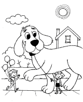 A coloring page of clifford the big red dog